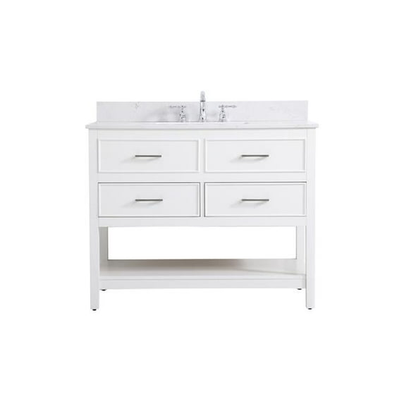42 in. Single Bathroom Vanity, White with Backsplash