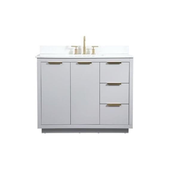 42 in. Single Bathroom Vanity in Grey with Backsplash