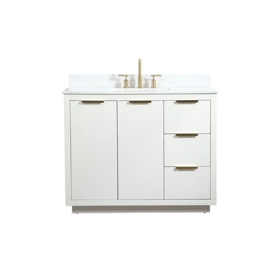 42 in. Single Bathroom Vanity in White with Backsplash