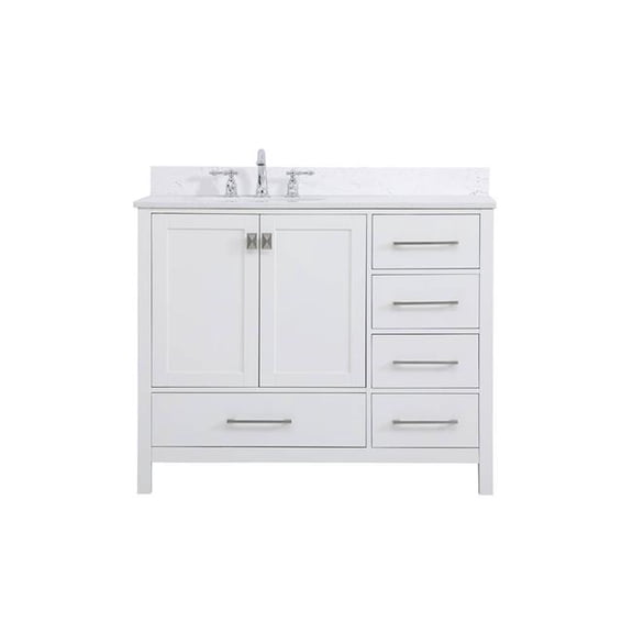 42 in. Single Bathroom Vanity with Backsplash, White