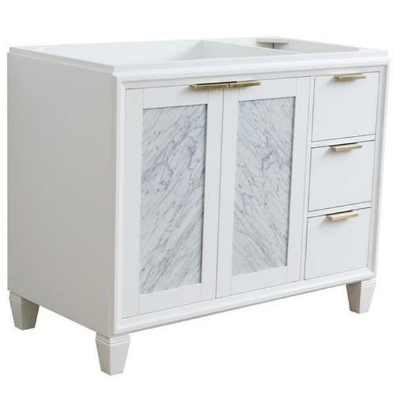 42 in. Single Sink Vanity with Cabinet, White - Left Door