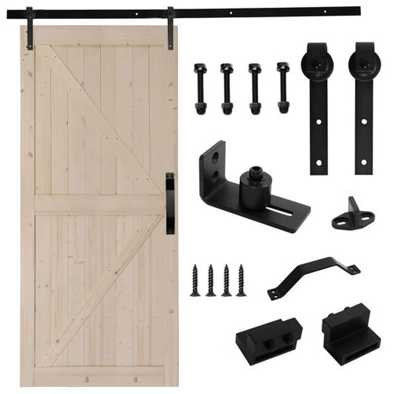 42 in. x 84 in. Rustic Unfinished Solid Wood Sliding Barn Door with Hardware Kit 42 in. x 84 in. Rustic Unfinished Solid Wood Sliding Barn Door with Hardware Kit