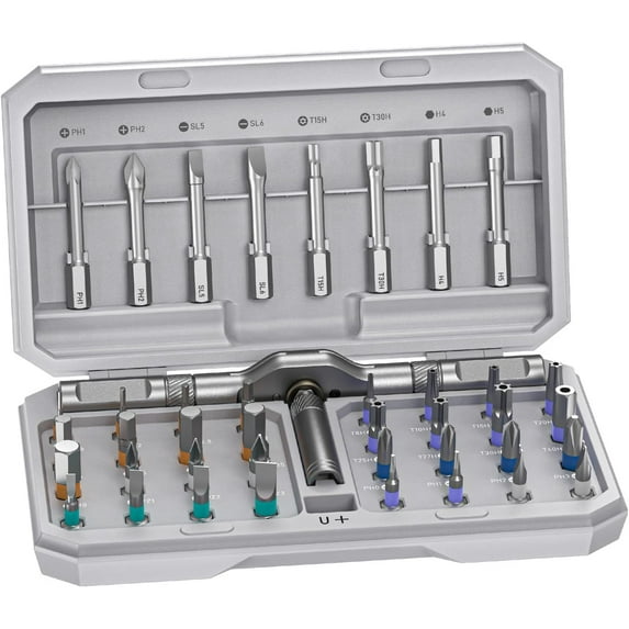 42 in1 Magnetic Screwdriver Set Precision Multi Bit Ratchet T Handle Repair Kit for Electronics, Phone, Laptop, Watch, Eyeglasses – Portable Tool Set for Home & DIY(Light Grey)