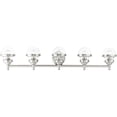 thumbnail image 1 of 42 inch 5 Light Brushed Nickel Bathroom Vanity light fixture with Hand Blown Clear Glass Shade, 1 of 7