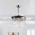 thumbnail image 1 of 42-inch Chrome Retractable 3-Blade Crystal Chandelier Ceiling Fan with Remote and Light Kit, 1 of 5
