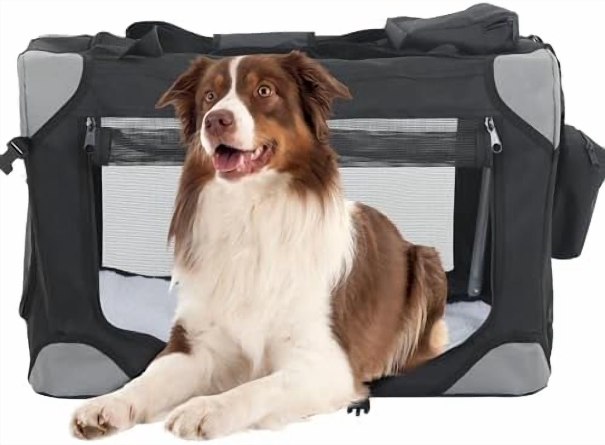 42 inch Collapsible Dog Crate for Large Dogs, 3-Door Portable Folding ... - Portable Outdoor Dog Crate For Elderly Dogs