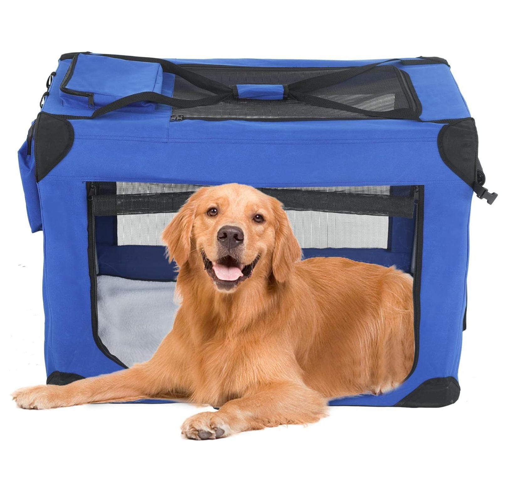42 inch Collapsible Dog Crate for Large Dogs, 3Door Portable Folding Soft Dog Crate Dog Kennel