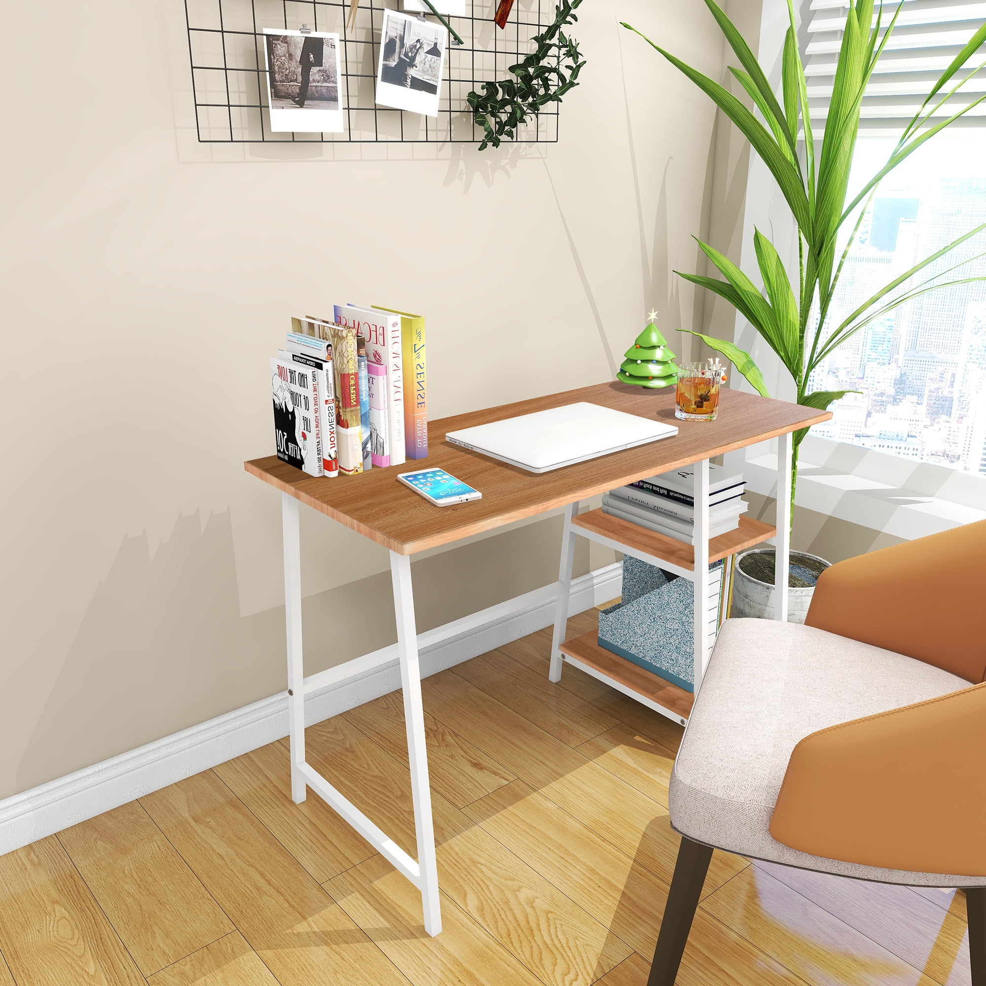42 inch Computer Desk for Office, Modern Wood Study Desk Table with 2 ...
