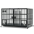 thumbnail image 1 of 42 inch Heavy Duty Metal Dog Crate for 2 Dogs/Large Dog,All Metal Open Top Stackable,Dog Kennel Indoor with Wheels,Floor Grid, Tray, Divider and Feeding Bowl, 1 of 8