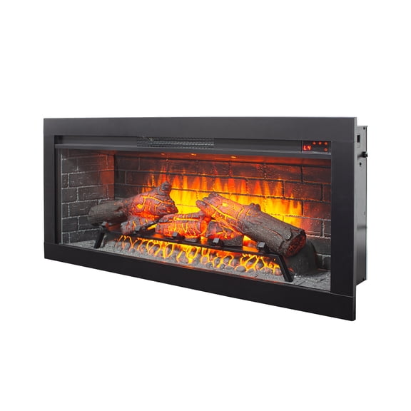 42 inch Infrared Electric Fireplace with Removable Trim Kit Insert, Touch Panel Heater for Home Decor, Antique Black, 1500W
