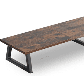 42 inch Large [Dual] [Monitor] [Riser],Rustic Brown Extra Long TV [Stand Wood & Steel Desktop [Riser] with Storage for [Dual] Screen Office Desk Organization