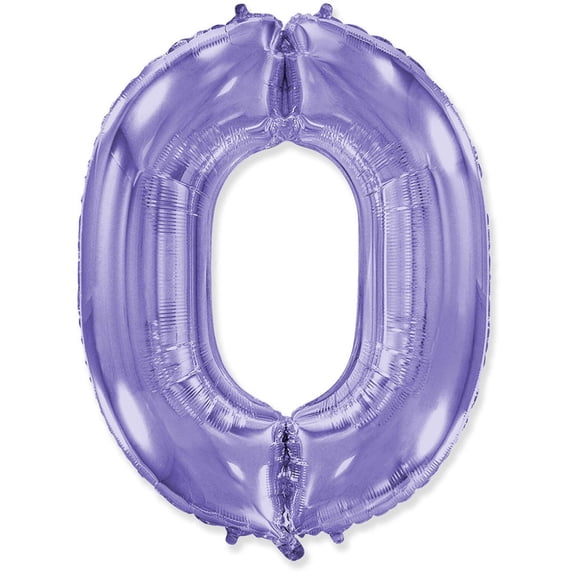 42 inch Number 0 - Party Brands - Lilac Purple Foil Mylar Balloon - Party Supplies Decorations