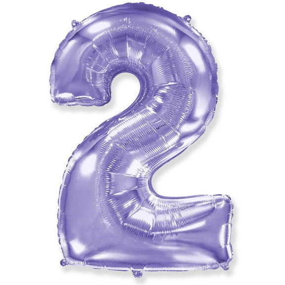 42 inch Number 2 - Party Brands - Lilac Purple Foil Mylar Balloon - Party Supplies Decorations
