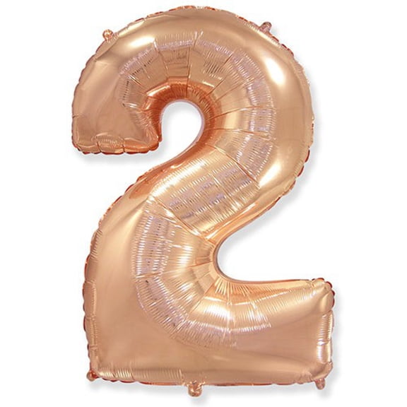42 inch Number 2 - Rose Gold Foil Mylar Balloon - Party Supplies Decorations