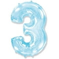 thumbnail image 1 of 42 inch Number 3 - Party Brands - Pastel Blue Foil Mylar Balloon - Party Supplies Decorations, 1 of 1