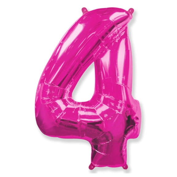42 inch Number 4 - Fuchsia Foil Mylar Balloon - Party Supplies Decorations