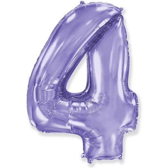 42 inch Number 4 - Party Brands - Lilac Purple Foil Mylar Balloon - Party Supplies Decorations