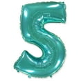 thumbnail image 1 of 42 inch Number 5 - Teal Foil Mylar Balloon - Party Supplies Decorations, 1 of 1
