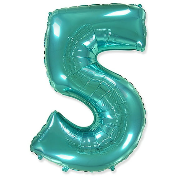 42 inch Number 5 - Teal Foil Mylar Balloon - Party Supplies Decorations
