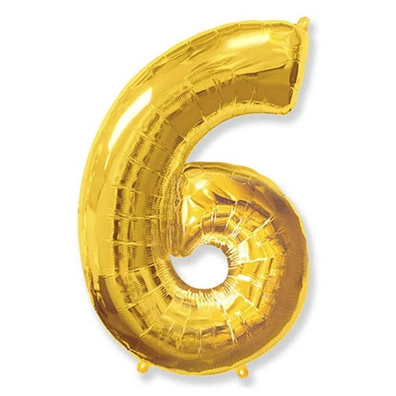 42 inch Number 6 - Gold Foil Mylar Balloon - Party Supplies Decorations