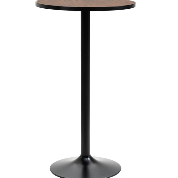 42-inch Round Bar Height Table with Elm Wood Top and Metal Base for Indoor or Outdoor Casual Chats