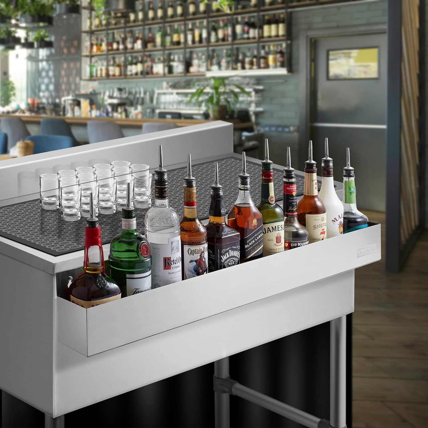 42-inch Single Speed Rail - Stainless Steel Liquor Bottle Holder Rack ...
