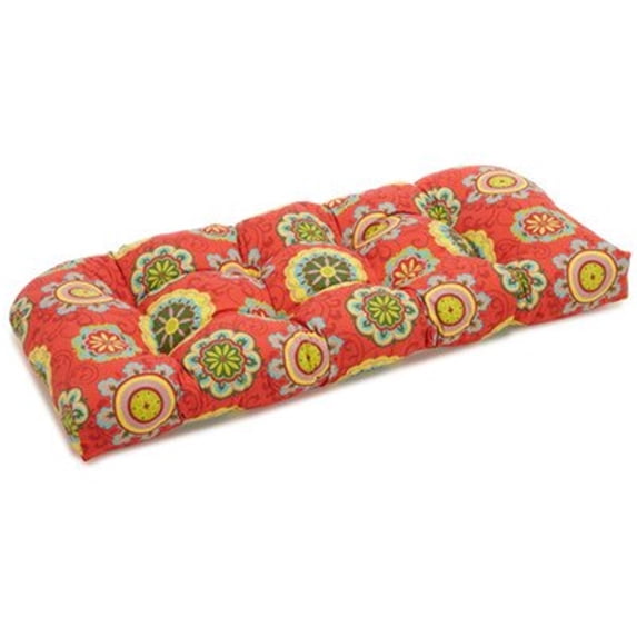 42-inch by 19-inch U-Shaped Solid Spun Polyester Tufted Settee/Bench Cushion-Color:Rolling Mead-Veranda