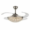 thumbnail image 1 of 42 inches Indoor Ceiling Fan with Light and Remote Control, Modern Crystal Retractable 4-Blades LED Chandelier Ceiling Light Fixture for Living Room Dining Room Silver, 1 of 8