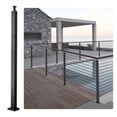 thumbnail image 1 of 42 x 1 x 2 in. Steel L-Shaped Hole Corner Cable Railing Post with 12 Pre-Drilled Hole, Black, 1 of 1