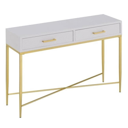 42 x 12 x 30 in. Ashley Console Table, White Scallop & Gold