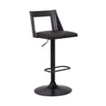 thumbnail image 1 of 42 x 17 x 18.75 in. Milan Adjustable Swivel Faux Leather & Wood Bar Stool with Base, Black, 1 of 1