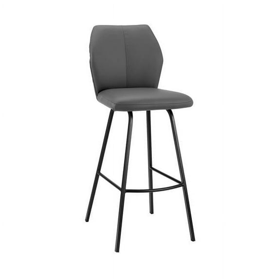 42 x 17 x 21 in. Gray Faux Leather & Iron Bar Height Chair