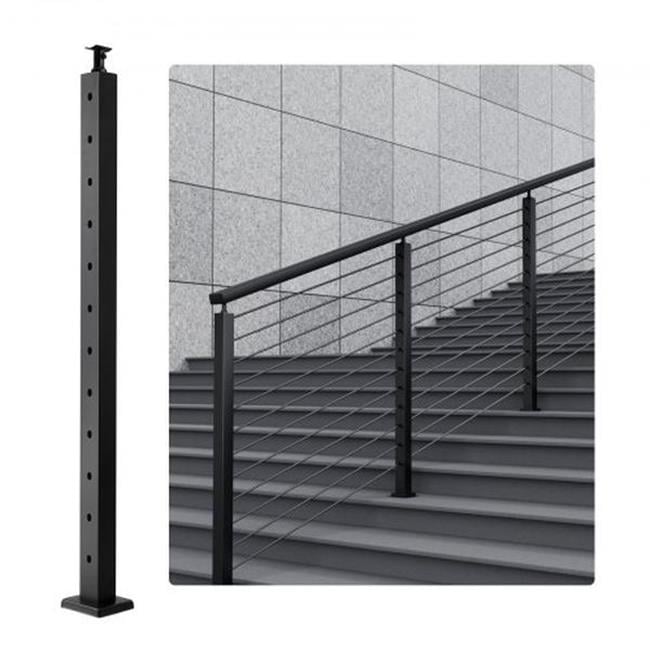 42 x 2 x 2 in. Steel 30 deg Angled Hole Stair Cable Railing Post with ...