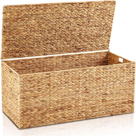 42 x 20 x 18.5 Inch Water Hyacinth Wicker Storage Trunk
