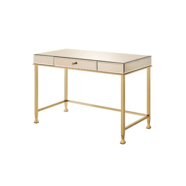 Smoky Mirrored Champagne Writing Desk with Drawer