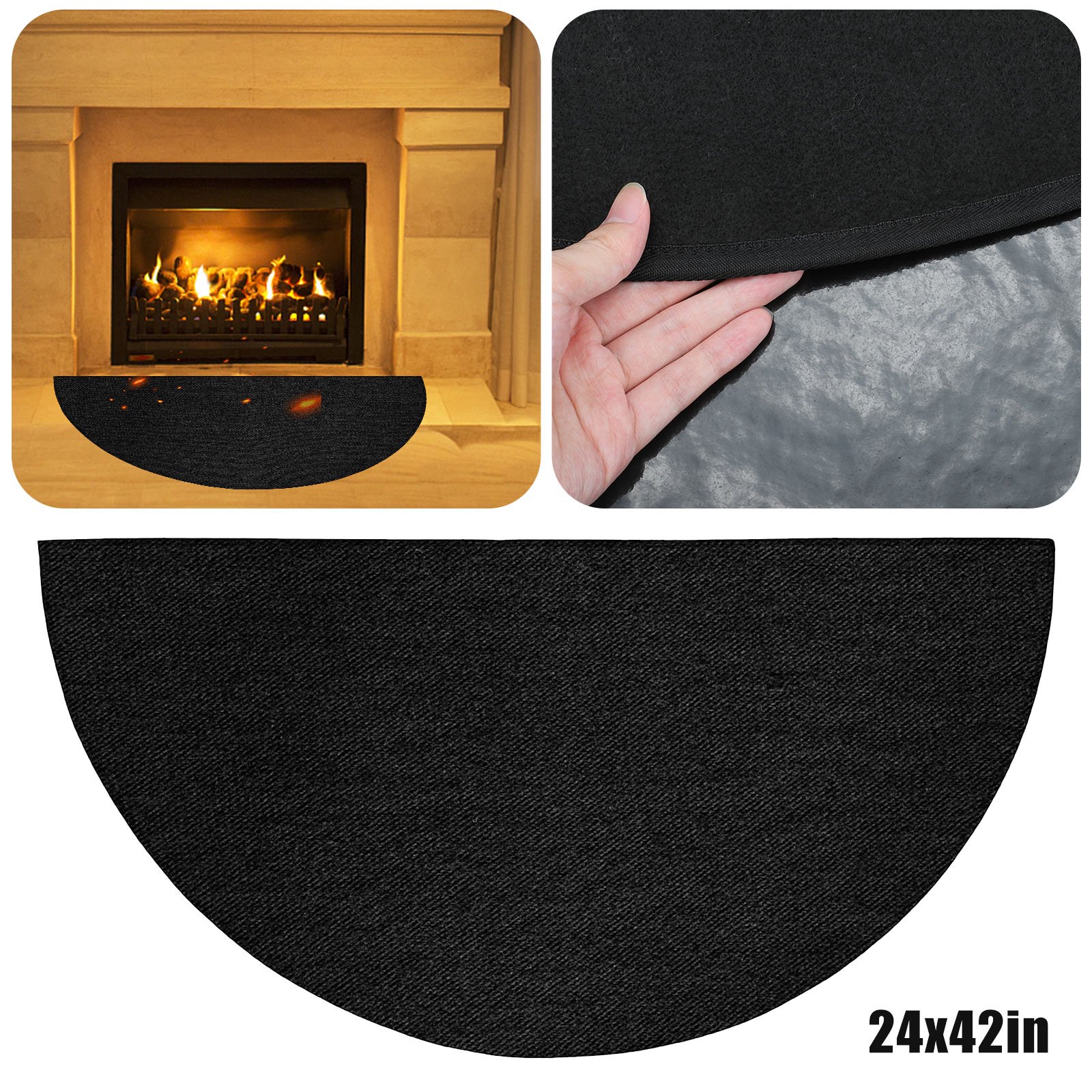 42'' x 24'' Half Round Fireplace Mat, TSV PE Fireproof Hearth Rug Fire  Resistant Mat Fire Retardant Hearth Pad - Walmart.com