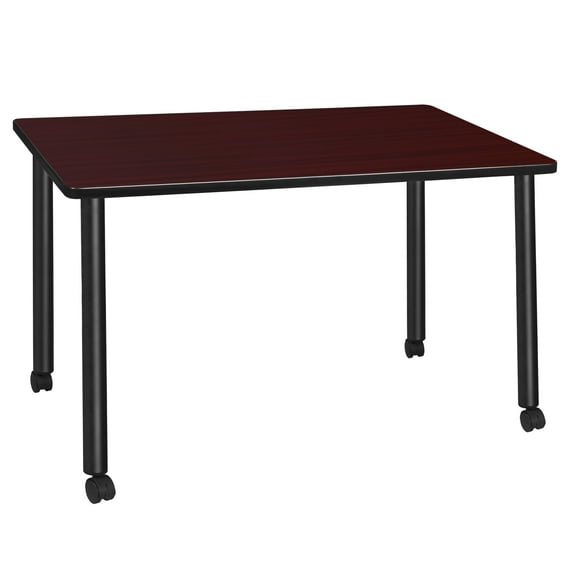 42" x 24" Kee Mobile Training Wood Table- Mahogany/ Black
