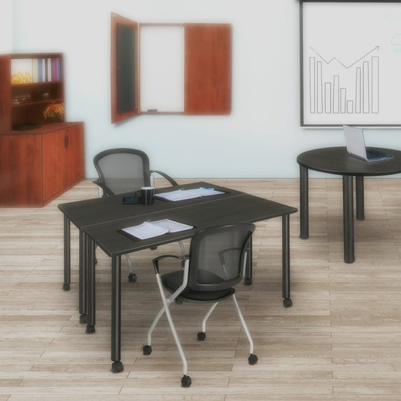 42" x 24" Kee Mobile Training Wood Table- Ash Grey/ Black