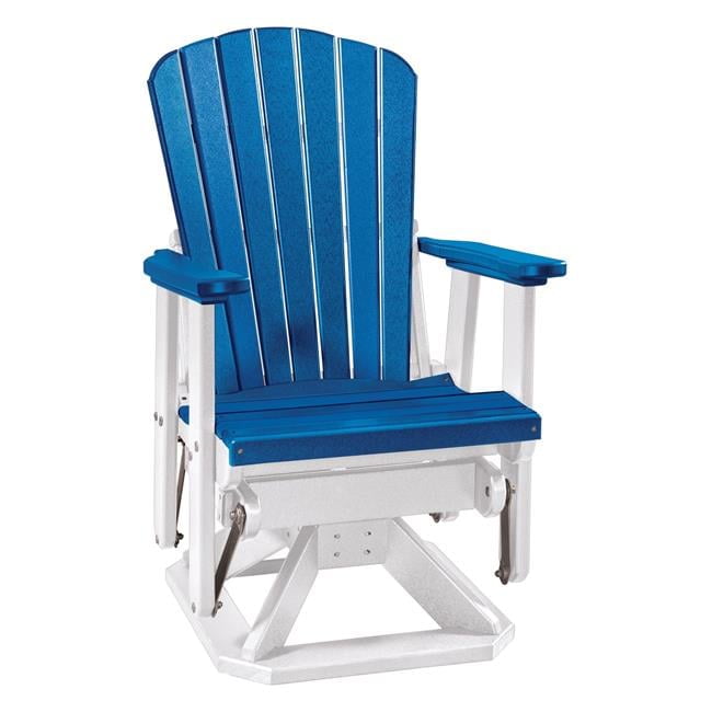 Seaside Blue & White High-Density Poly Resin Swivel Glider Chair