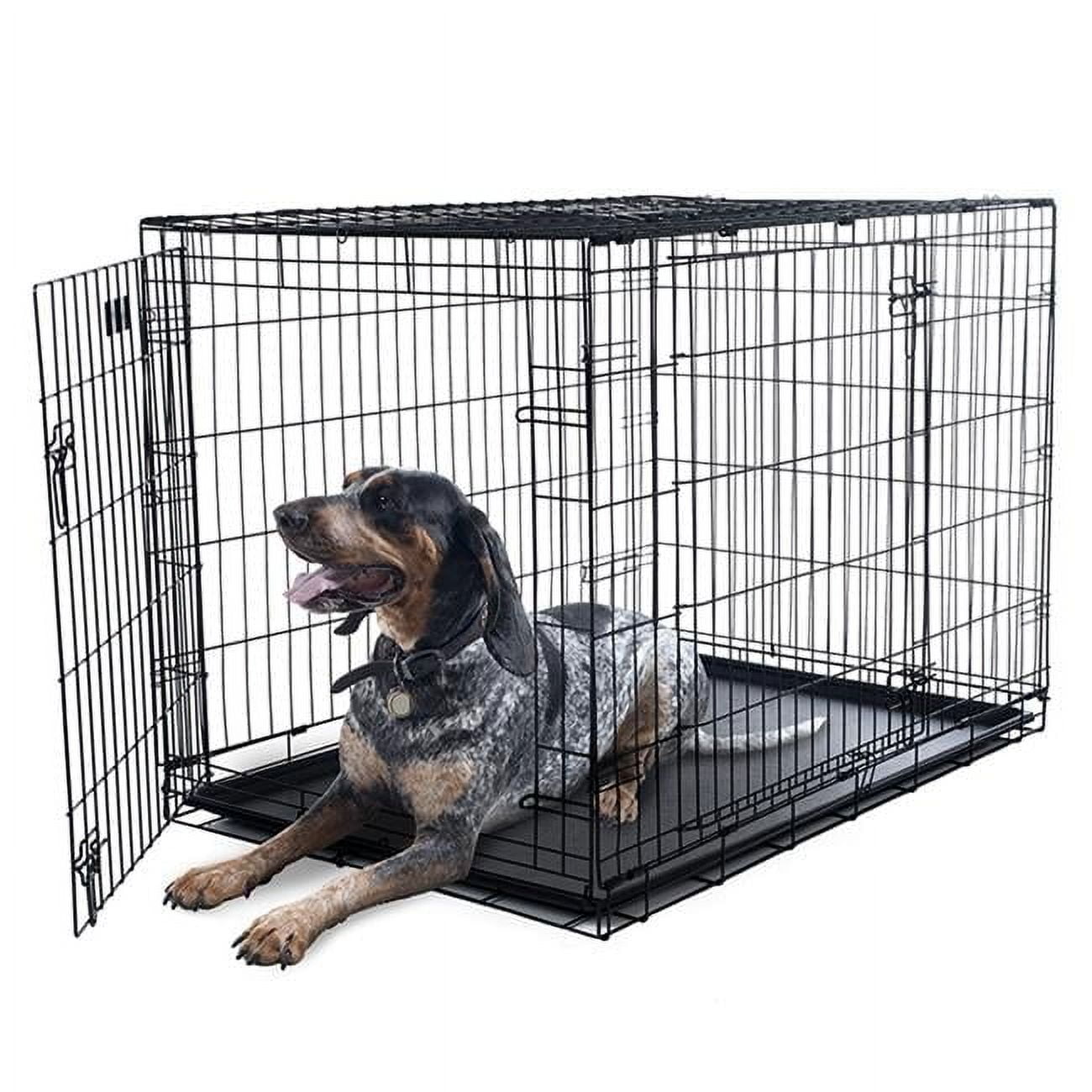 Extra Large Black Metal 2-Door Foldable Dog Crate Cage
