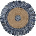 thumbnail image 1 of 42 x 42 in. Denim Blue & Natural Jute Fringed Round Rug, 1 of 1