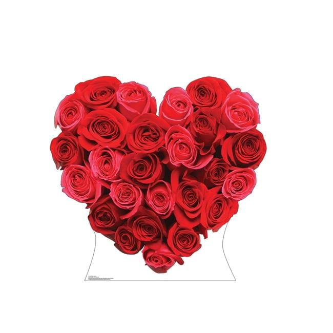 42'' Red Roses Heart Cardboard Standup Decor