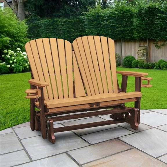 42 x 52 x 32 in. Dual Fan Back Glider, Cedar with a Tudor Brown Base