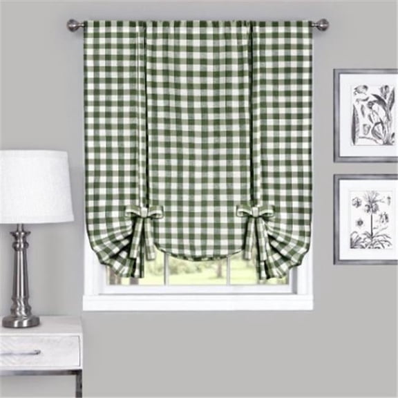 42 x 63 in. Buffalo Check Window Curtain Tie Up Shade, Sage
