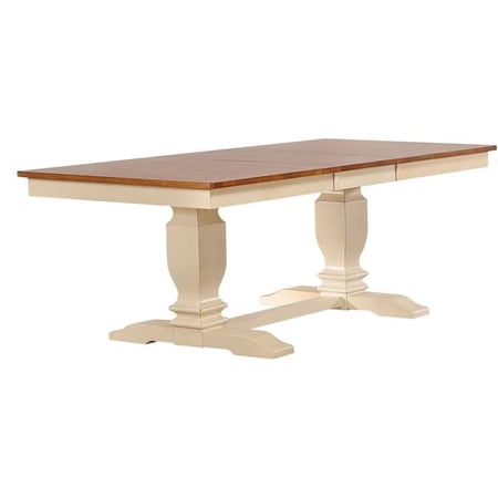42 x 64 x 82 in. Double Pedestal Transitional Table with Distressed Caramel & Biscotti Finish