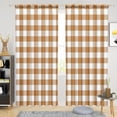 thumbnail image 1 of 42 x 84 Inch Linen Buffalo Plaid Check Bedroom Blackout Curtains Room Darkening Thermal Insulated Brown Buffalo Checkered Window Drapes Farmhouse Living Room Rod Pocket Tab Curtain 2 Panels, 1 of 6