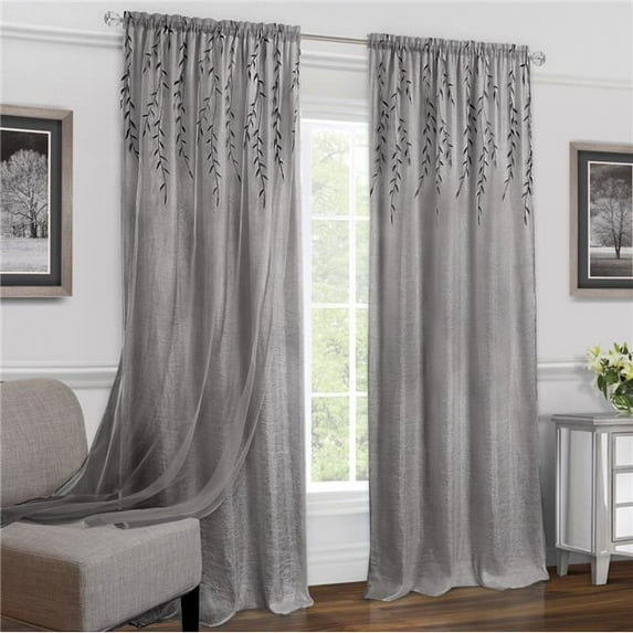 42 x 84 in. Willow Rod Pocket Window Curtain Panel, Grey