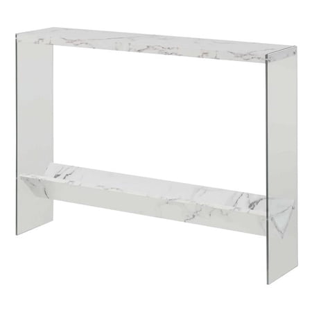 42 x 9.25 x 30 in. SoHo V Console Table with Shelf, White Marble