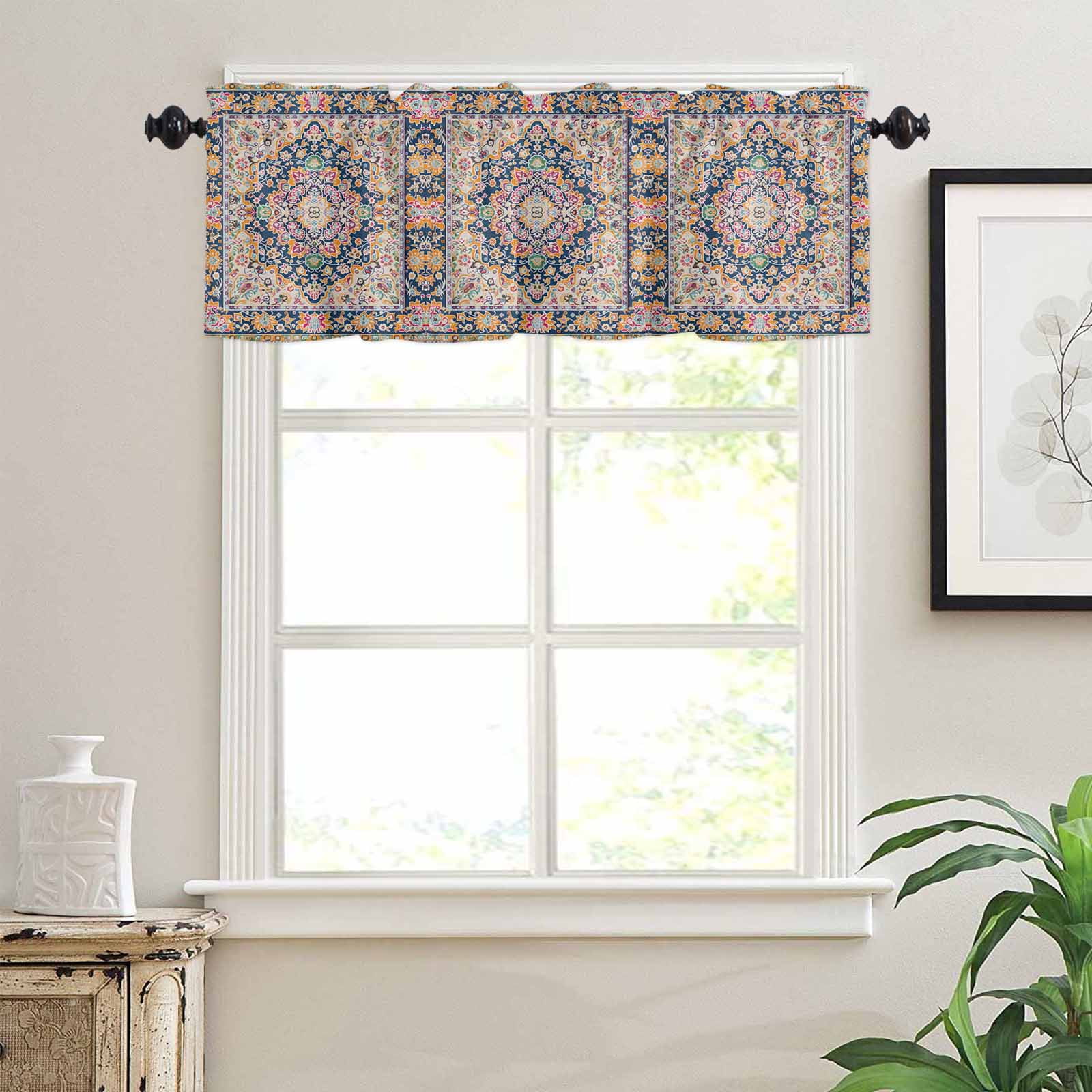 42"x18" Kitchen Valance Curtain Rod Pocket Short Tier Drapes, Short