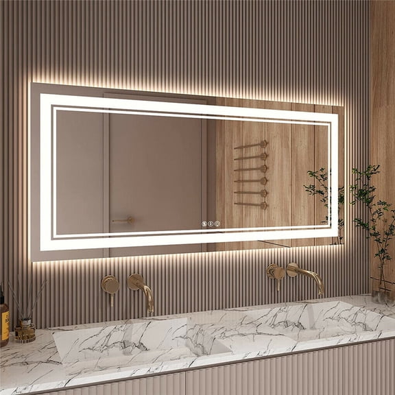 42''x20'' LED Wall Mirrors Sleek Backlit Bathroom Mirror Vertical & Horizontal